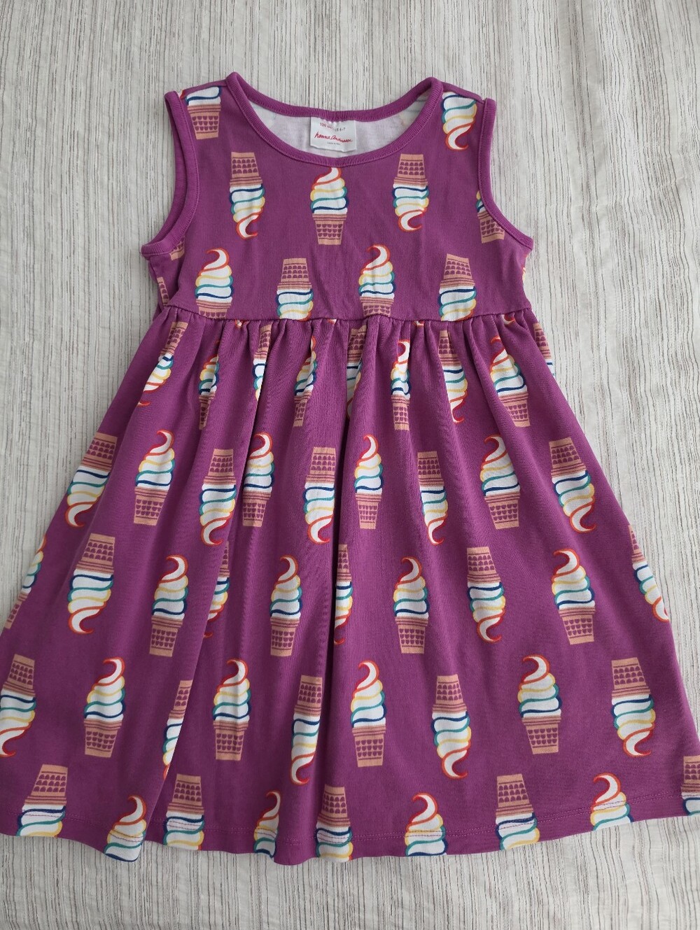 Hanna Andersson Kids Ice Cream Print Sleeveless Play Dress Size 6-7 120cm